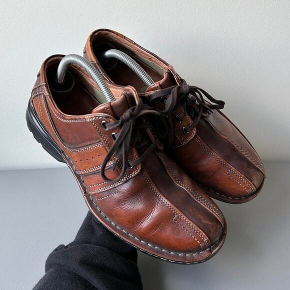 Vintage Brown Leather Clarks Square Toe Lace Up Dress Shoes main image 8